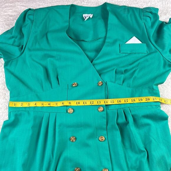 Vintage 80s VLP Plus teal button down power suit dress, size 24 - Picture 7 of 11
